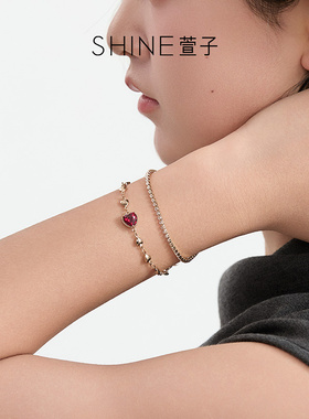 SHINE萱子鎏金心锁系列双层手链
