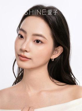 SHINE萱子饰品时尚简约耳钉镶钻耳环玫瑰金高级设计感女士耳饰
