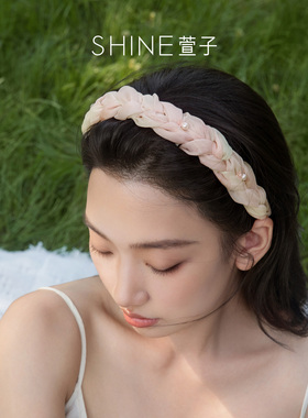 SHINE萱子饰品粉纱漫染系列甜美编织发卡高颅顶发箍女2026新款