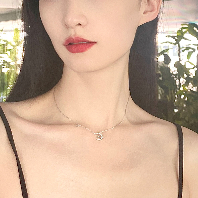 萱子饰品精致星月项链银质锁骨链 SHINE 萱子饰品精致星月项链银质锁骨链 SHINE