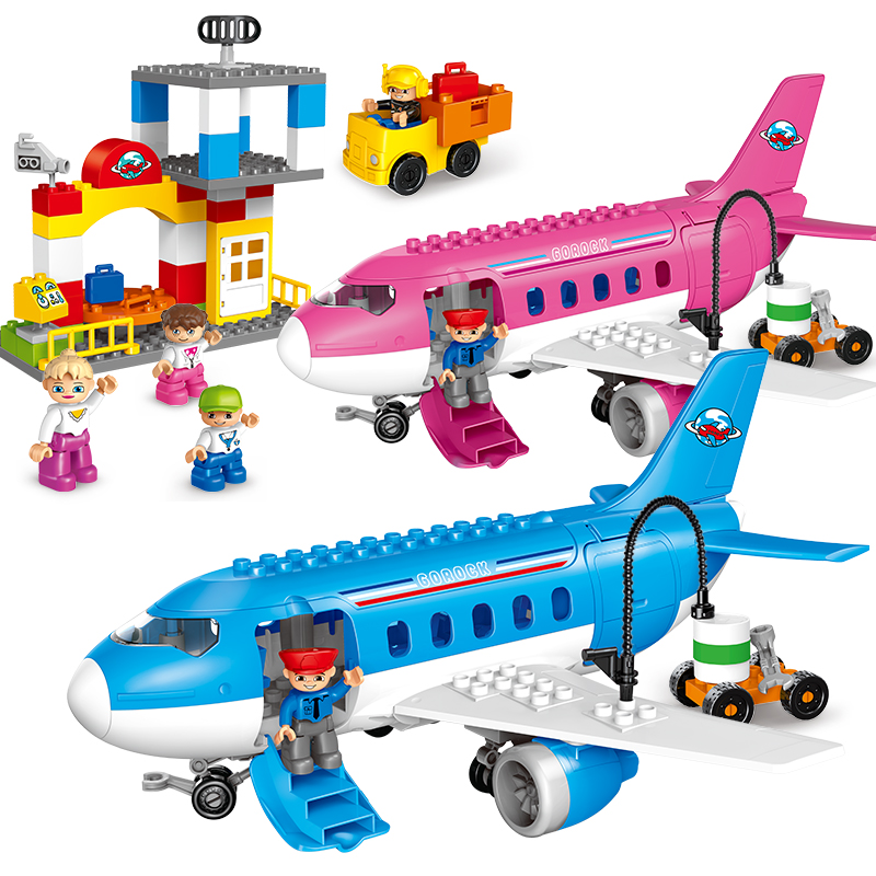 儿童大颗粒积木大客机飞机模型拼装男孩女孩子3-6岁益智拼搭玩具 - 图3
