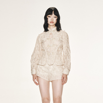 LE FAME LaFeim 2023 Fall new new Chinese reworked Rose embroidered cashew lace blouse