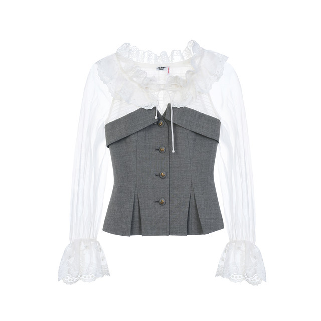Lefame ພາກຮຽນ spring ໃຫມ່ rococo ruffled embroidered patchwork ເທິງສໍາລັບແມ່ຍິງ