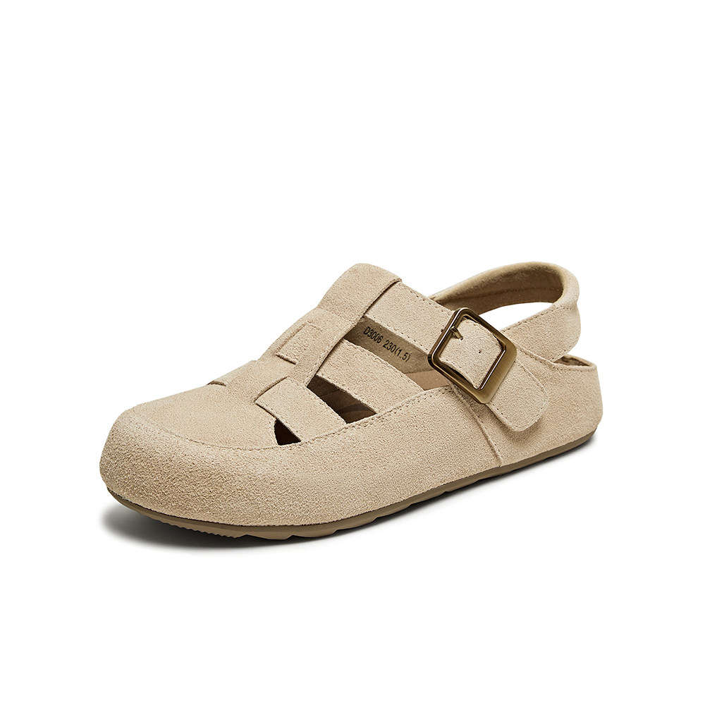 百思图2025夏季商场新款复古勃肯鞋猪笼鞋平底镂空女凉鞋D3006BH5,淘宝优惠券,粉丝福利购,淘宝优惠卷