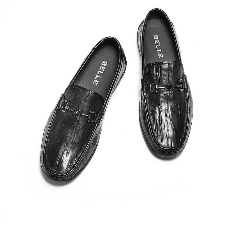 百丽男鞋一脚蹬软底豆豆鞋男士新款真牛皮休闲开车爸爸鞋8TX01CM5 - 图1