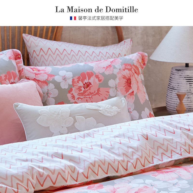 馨亭高端轻奢床上贡缎长绒棉四件套60支法式牡丹花卉件套谢尔贝