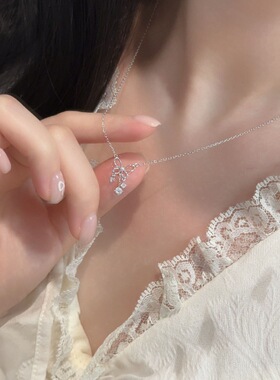 S925纯银珍珠蝴蝶锁骨链女款