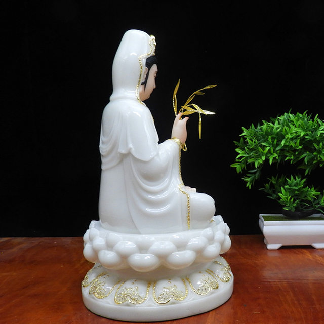Buddha statue Avalokitesvara Bodhisattva enshrines peace white marble