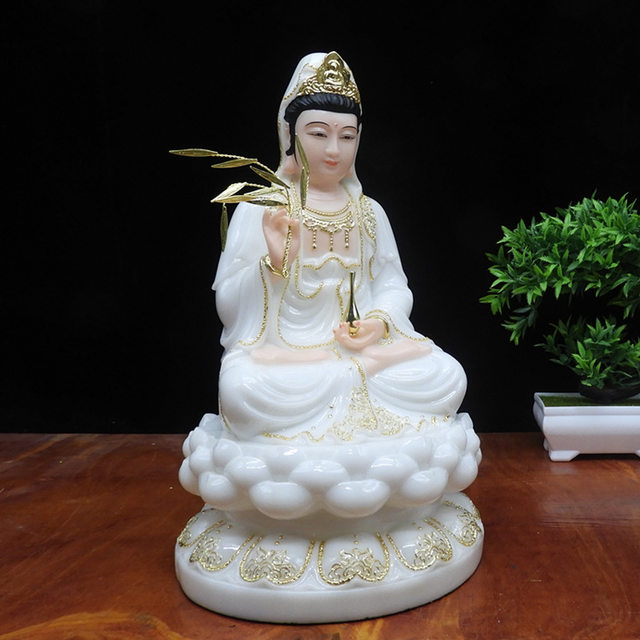 Buddha statue Avalokitesvara Bodhisattva enshrines peace white marble