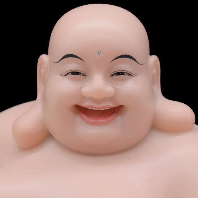 Maitreya Buddha Statue White Marble Desktop Ornament Bag Monk