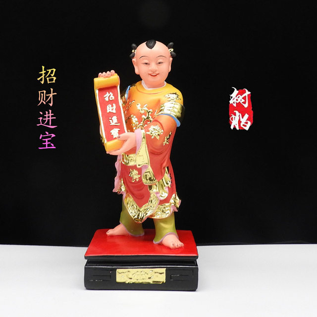 Wealth-promoting and treasure-producing statues with left and right protection ornaments