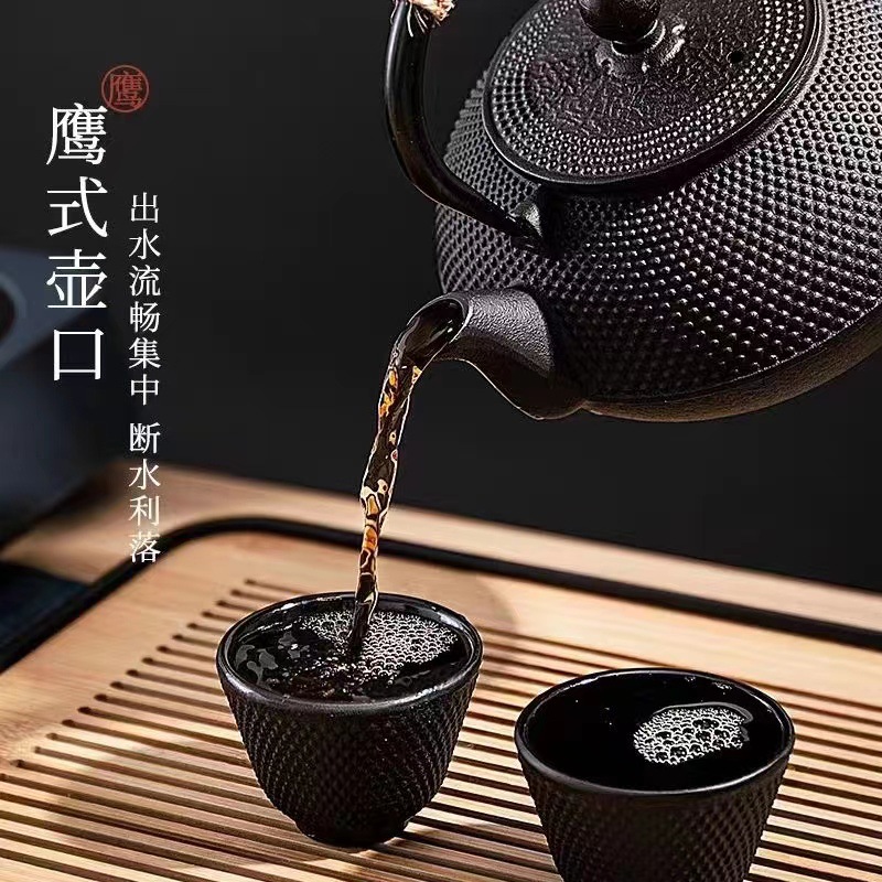 围炉煮茶壶日式烧水泡茶家用铸铁壶电陶炉专用过滤炭火茶炉壶全套 - 图2