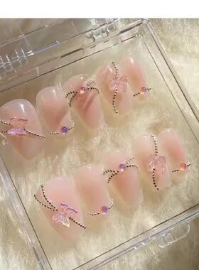 日系美甲链条美甲饰品新款珍珠