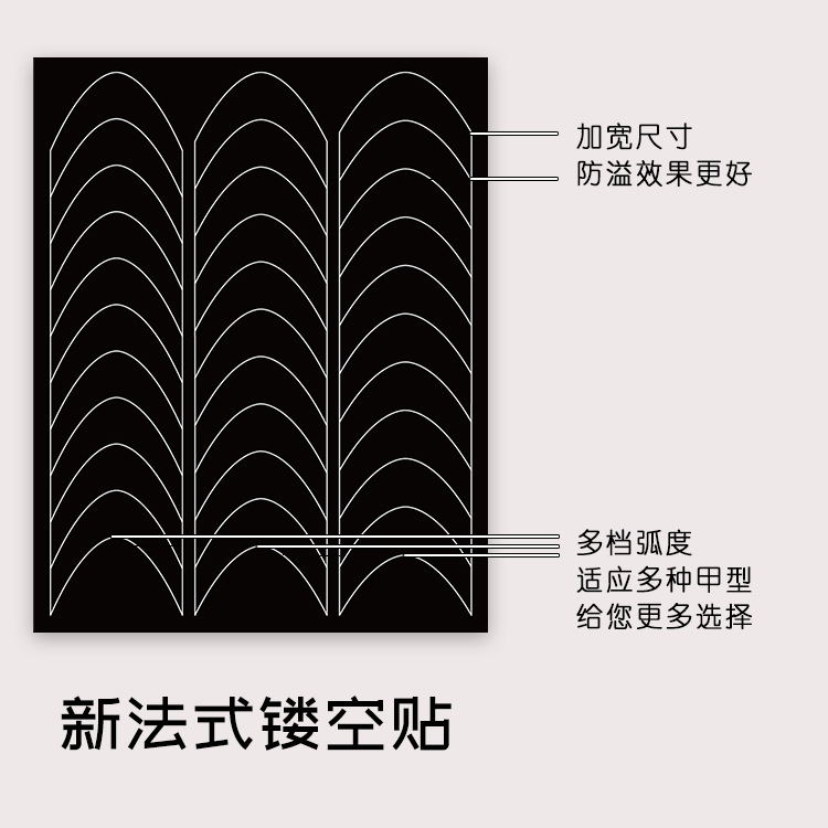 新款镂空法式美甲贴纸渐变海绵辅助贴微笑喷绘模板条纹穿戴指甲贴 - 图1