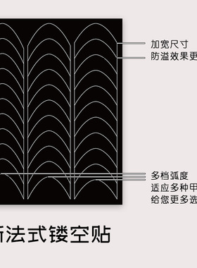 新款镂空法式美甲贴纸渐变海绵辅助贴微笑喷绘模板条纹穿戴指甲贴