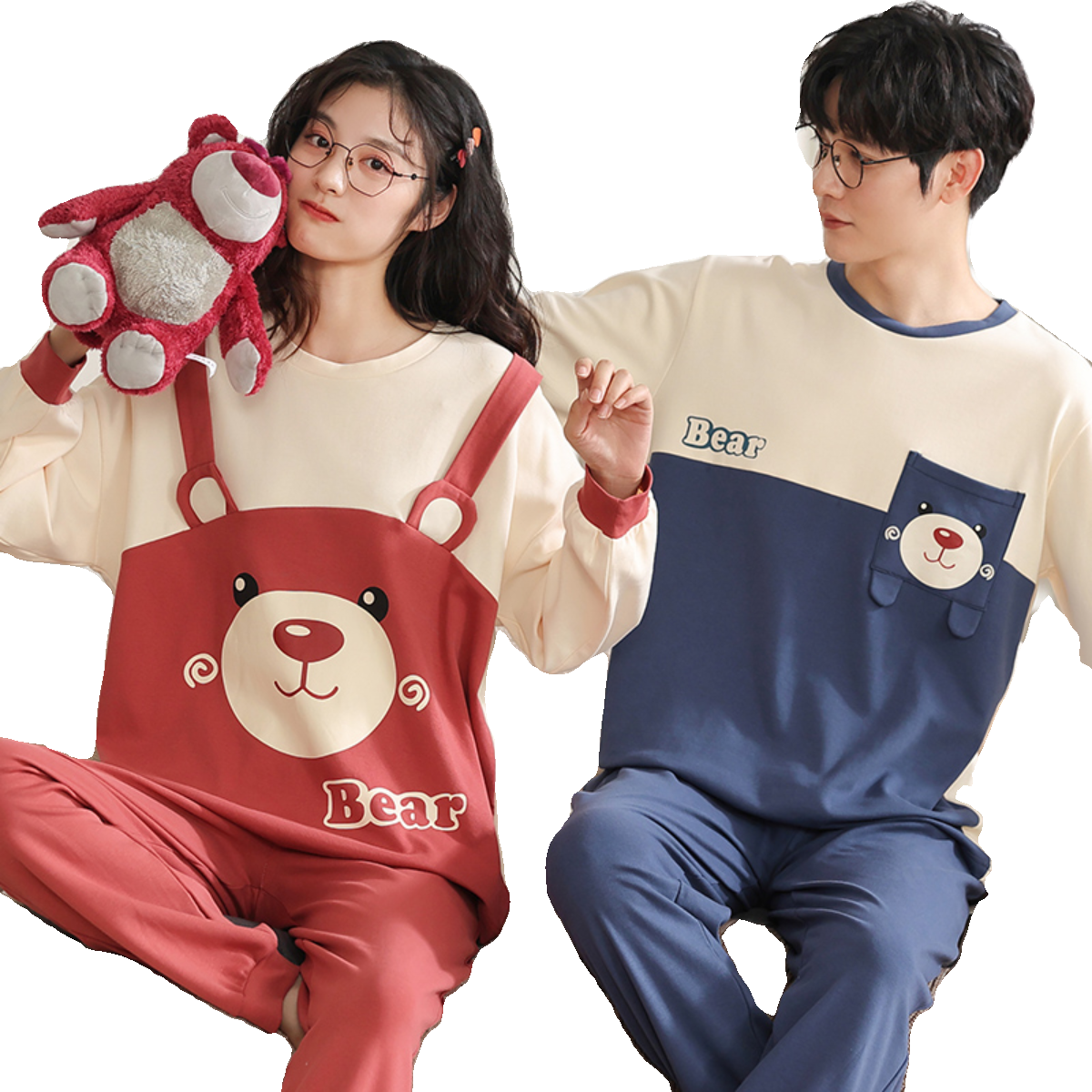 100%纯棉情侣睡衣女秋冬长袖长裤全棉可爱卡通春秋男士家居服套装,淘宝优惠券,粉丝福利购,淘宝优惠卷