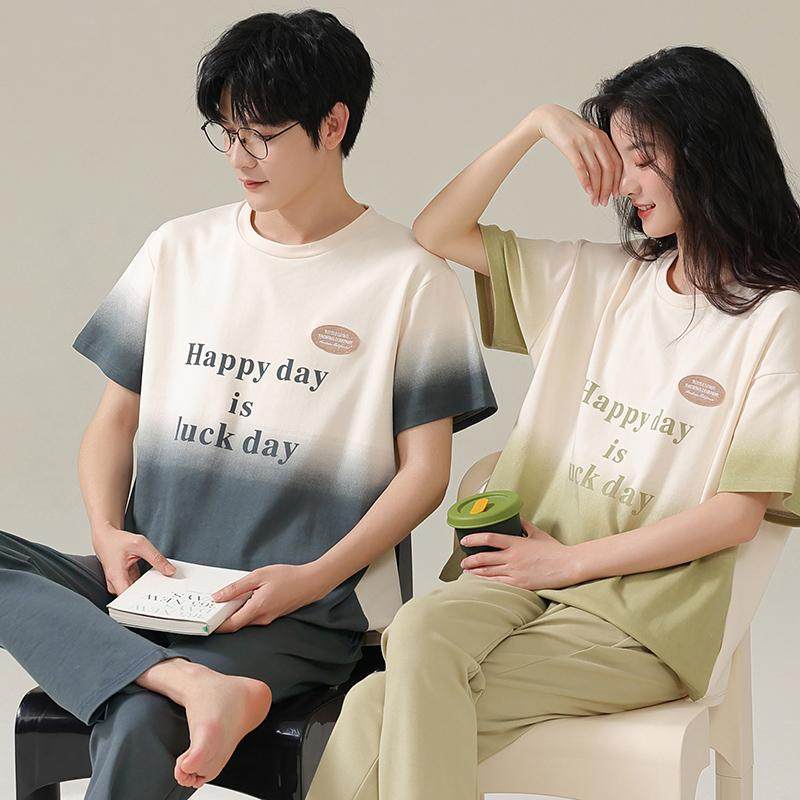 100%纯棉情侣睡衣女夏天短袖长裤一女一男全棉春夏男士家居服套装,淘宝优惠券,粉丝福利购,淘宝优惠卷