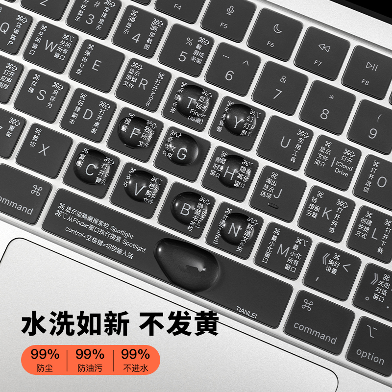 macbookpro键盘膜2023苹果电脑air13寸mac13.3寸笔记本15透明防尘m2超薄12os快捷键16保护膜14功能新款配件m1 - 图1