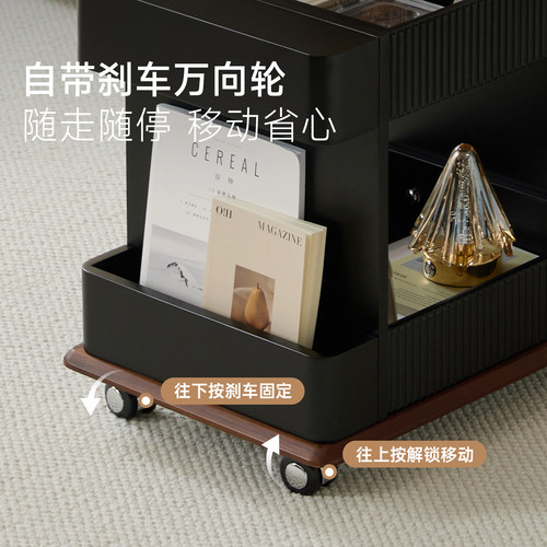 帕沙曼可移动折叠茶几边几复古风客厅小推车升降多功能储物小茶台 - 图0
