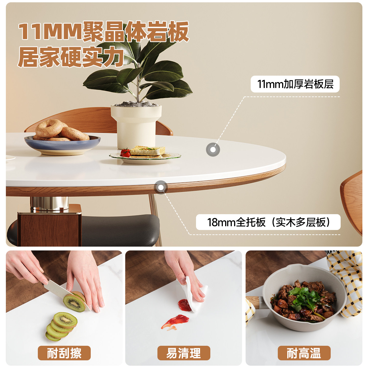 帕沙曼包豪斯圆桌家用客厅小户型金属腿中古风波尔卡圆形岩板餐桌,淘宝优惠券,粉丝福利购,淘宝优惠卷