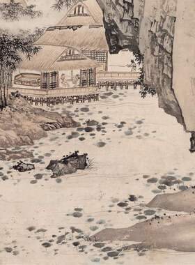 陈少梅国画唐人诗意图现代中式山水字画竖幅挂轴真迹微喷复制临摹