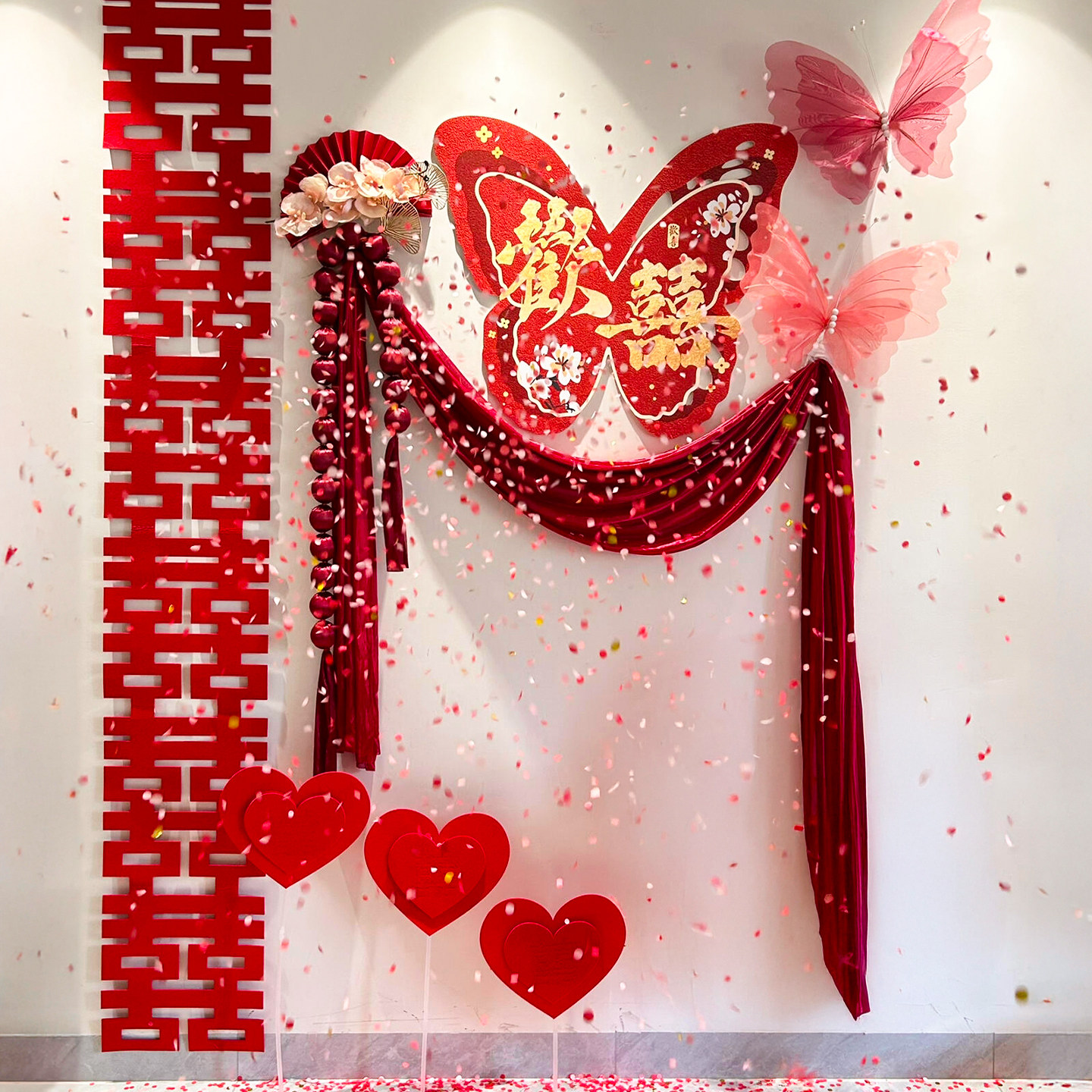 婚房布置套装男女方新房卧室结婚装饰客厅沙发背景墙蝴蝶kt板墙贴,淘宝优惠券,粉丝福利购,淘宝优惠卷