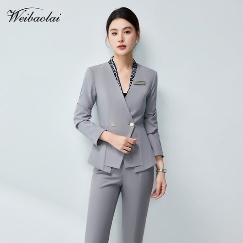 2025新款职业套装女秋冬酒店接待售楼部美容院珠宝店工作服套装女 - 图0