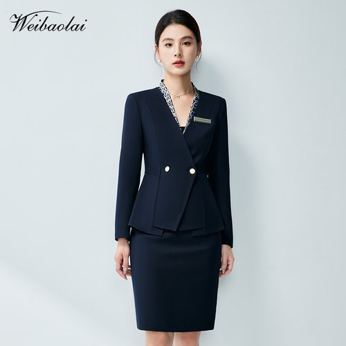 2025新款职业套装女秋冬酒店接待售楼部美容院珠宝店工作服套装女 - 图2