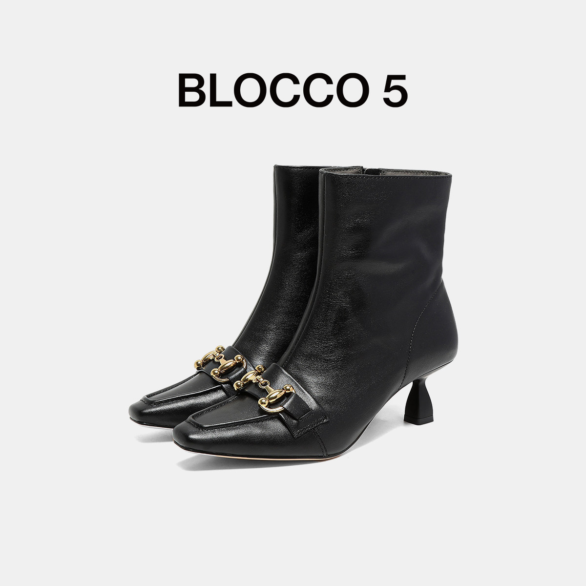 BLOCCO5女鞋时装靴时尚饰扣尖方拉链高跟女靴子,淘宝优惠券,粉丝福利购,淘宝优惠卷