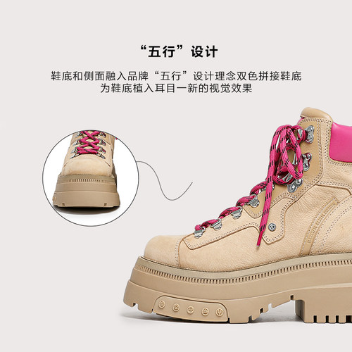 【秦岚同款】BLOCCO5女鞋秋冬ALL ROUND马丁靴厚底增高户外大黄靴 - 图2