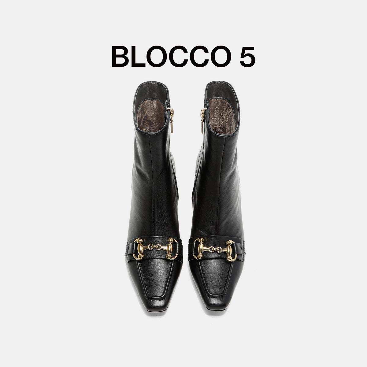 BLOCCO5女鞋时装靴时尚饰扣尖方拉链高跟女靴子,淘宝优惠券,粉丝福利购,淘宝优惠卷