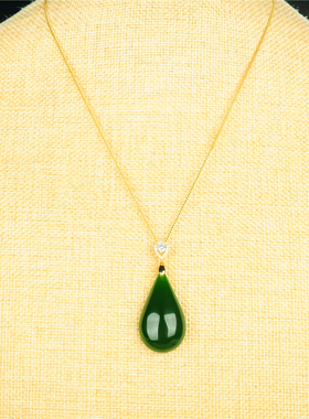 新疆女款水滴925银玉坠挂件项链