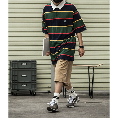 Ретро футболка с коротким рукавом, летняя футболка polo, в американском стиле, оверсайз