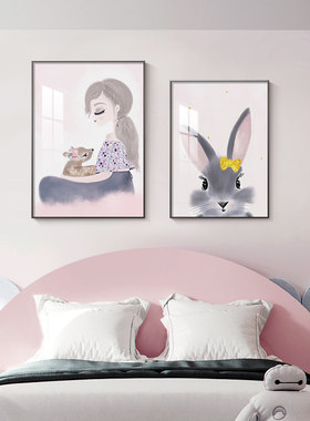 儿童房装饰画女孩房间挂画二联公主房壁画儿童卧室装饰画床头挂画