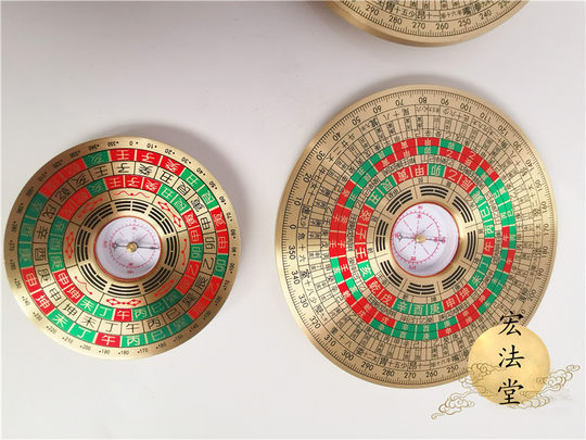 Hongfatang pocket engraved pure copper precision painted compass