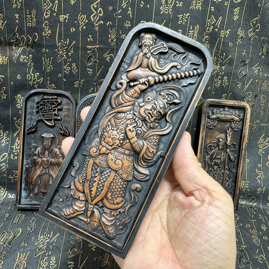 Taoist supplies large antique jujube wood Wang Lingguan token finely carved Wang Marshal Five Thunder Order antique token