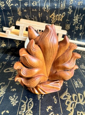 道家用品天然雷击枣木九尾狐摆件手把件手工小狐狸家居客厅摆件