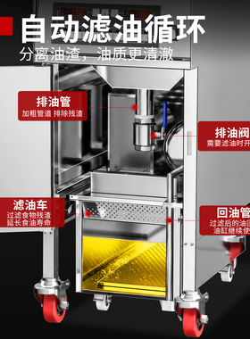 星迪伽全自动升降炸炉商用立式带滤油回油炸机燃气智能电热油炸锅