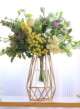 北欧假花仿真花摆设客厅塑料防真花束花瓶插花餐桌花摆花轻奢摆件