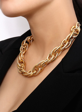 Women Punk Lock Choker Necklace Pendant Thick Chain混搭项链
