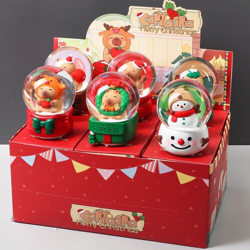 卡皮巴拉水晶球圣诞盲盒2024新款女孩圣诞手办公仔女生圣诞节礼物 - 图3