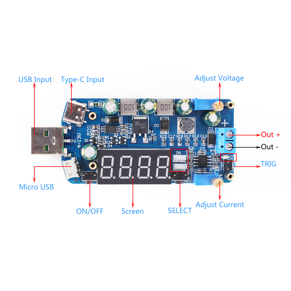 15W 2A USB可调升降压电源充电模块DC-DC 5V转3.3V9V12V24V30V - 图2