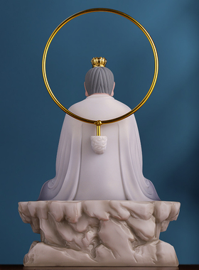 汉白玉坐石三清佛像室内居家供奉