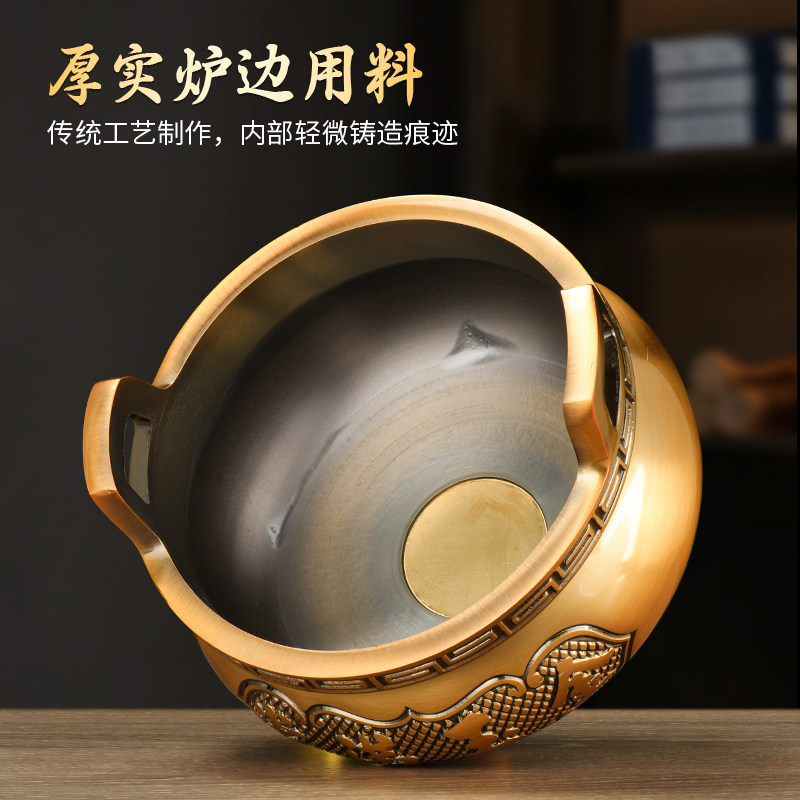 纯黄铜合金香炉上香家用室内宣德鼎炉三足招财神爷供奉佛香火专用,淘宝优惠券,粉丝福利购,淘宝优惠卷