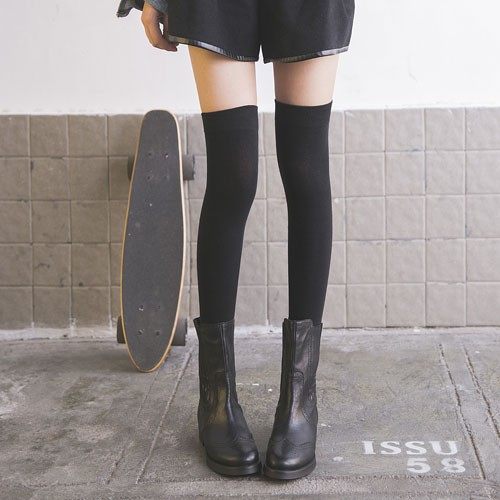 黑色小腿袜子女春秋季纯棉长袜子学院风jk长筒堆堆袜潮日系及膝袜,淘宝优惠券,粉丝福利购,淘宝优惠卷