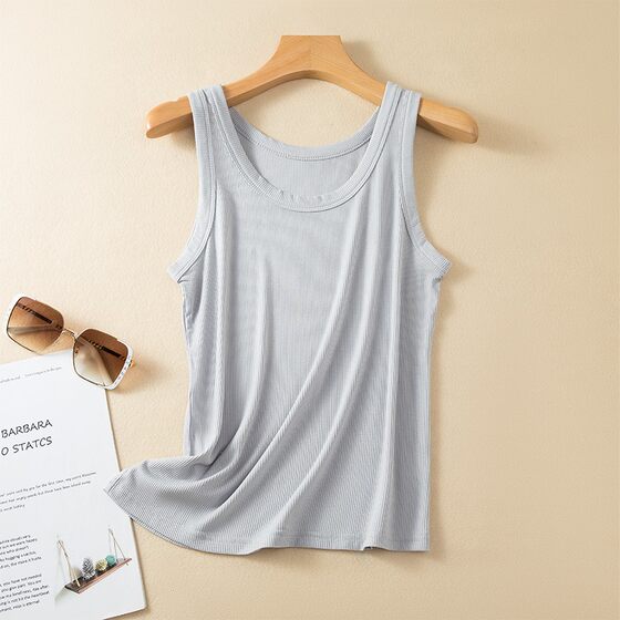 Anti-exposure threaded tank top with straps to cover side breasts