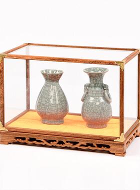 红木工艺品玻璃罩文玩防尘罩鸡翅木宝笼佛像底座摆件佛龛专用罩