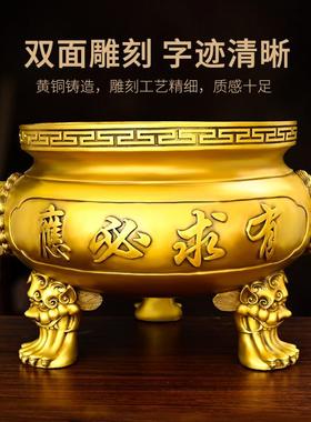 铜香炉摆件三足炉祠堂大号寺院供奉双龙鼎寺庙佛具纯铜香薰炉家用