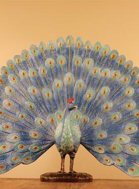 纯铜孔雀开屏摆件仿古孔雀开屏家居装饰工艺品办公纳福礼品