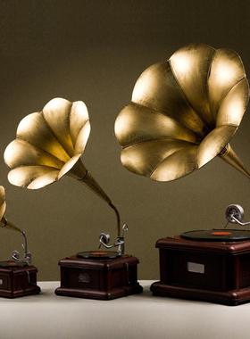 黑胶唱片机北欧轻奢摆件复古模型留声机酒柜咖啡店家居橱窗装饰品